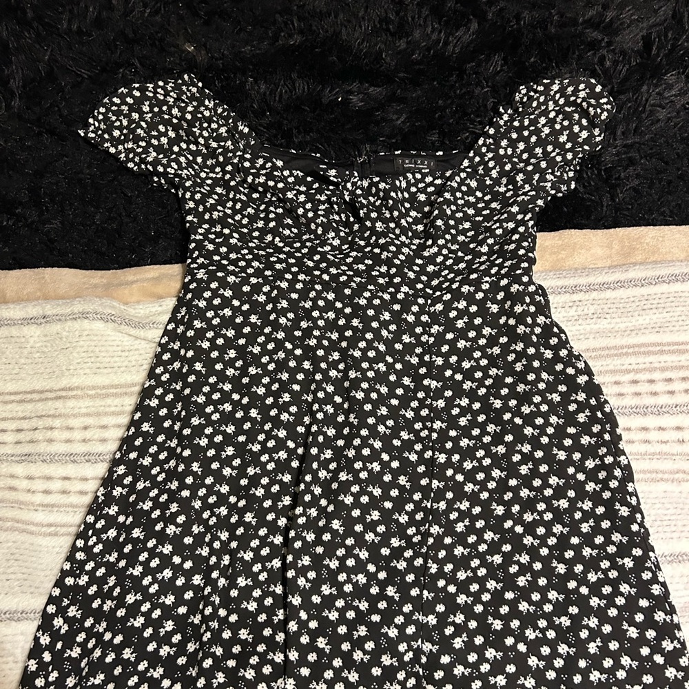 Trixxi Black Dress with White Floral Pattern